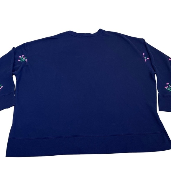Crown & Ivy Floral Embroidered Crewneck Pullover Sweatshirt Relaxed Boho Sz XXL - Picture 9 of 16